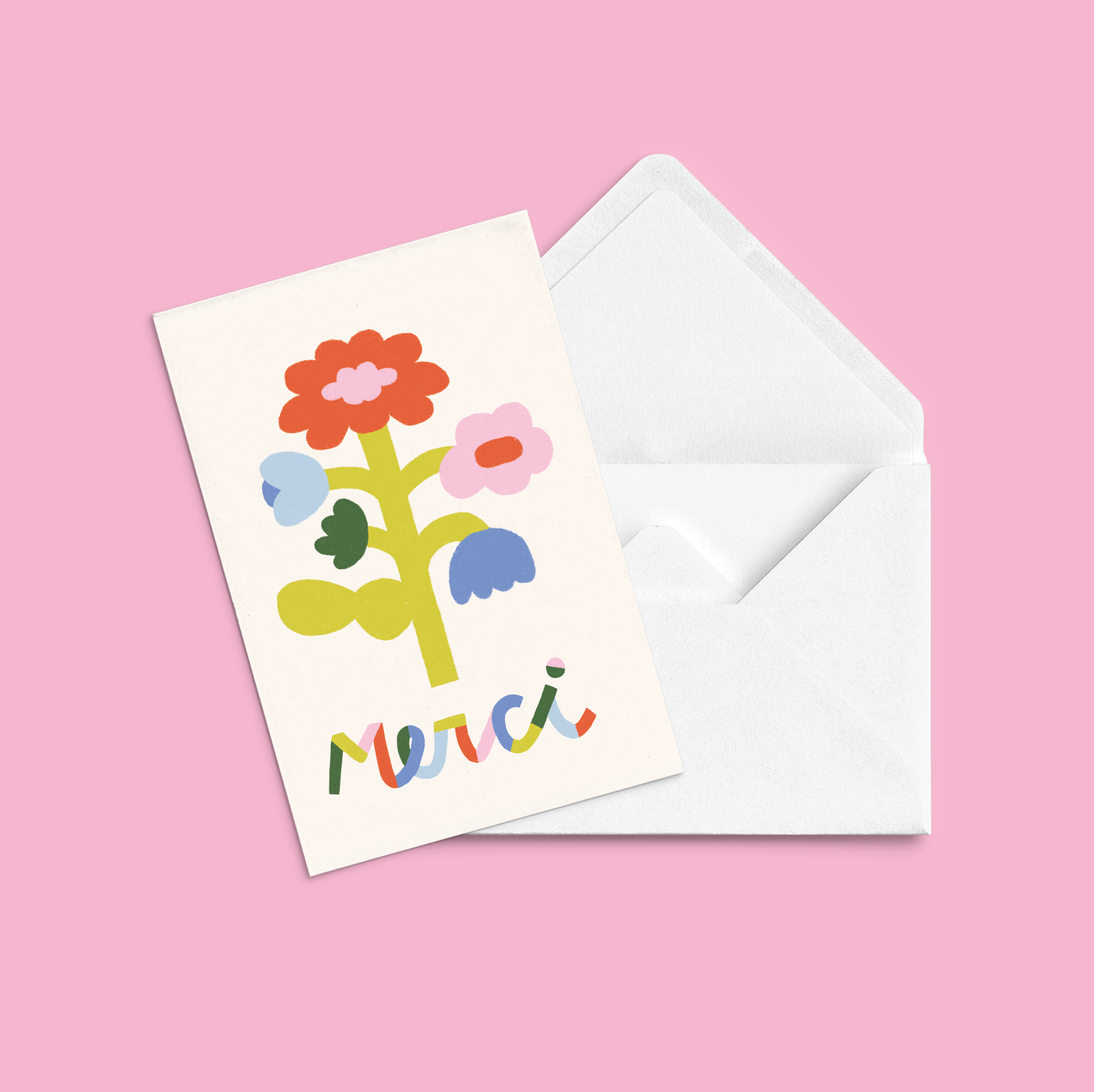 Carte de souhait 'Merci fleuri'